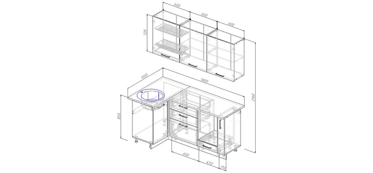 Кухонный угловой гарнитур Вегас-1800х1000 в Симферополе - изображение 2