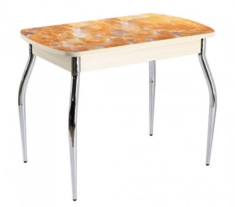 Кухонный раздвижной стол ПГ-01 СТФ, дуб молочный лдсп/оникс/35 хром гнутые в Симферополе