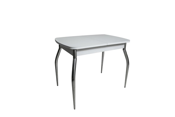 Обеденный раздвижной стол ПГ-01СТ белое/белое/хром фигурные в Симферополе - изображение