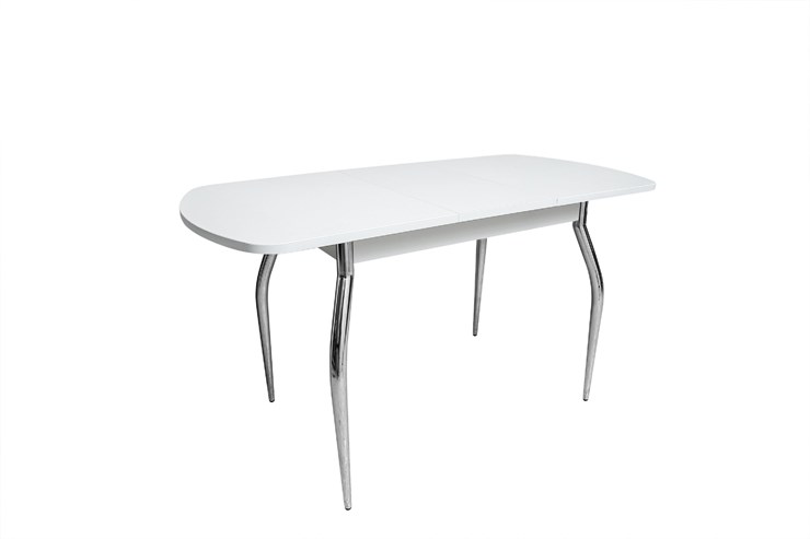 Кухонный раздвижной стол ПГ-02СТ белое/белое/крашенные фигурные в Симферополе - изображение 1