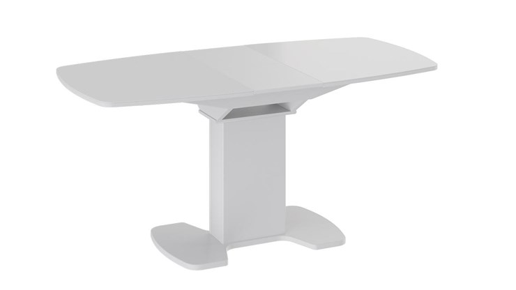 Кухонный стол раскладной Портофино (СМ(ТД)-105.02.11(1)), цвет Белый глянец/Стекло белое в Симферополе - изображение 1