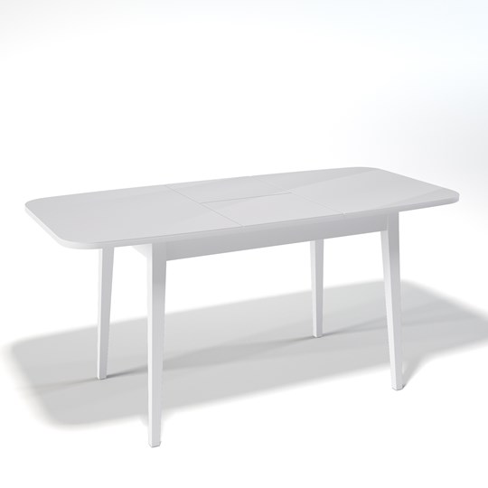 Кухонный стол раздвижной Kenner 1200M (Белый/Стекло белое глянец) в Симферополе - изображение 1