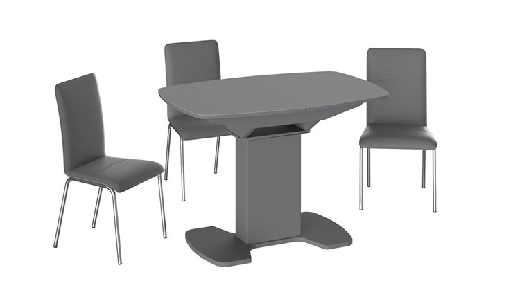 Обеденный раздвижной стол Портофино (СМ(ТД)-105.01.11(1)), цвет Серое/Стекло серое матовое LUX в Симферополе - изображение 2