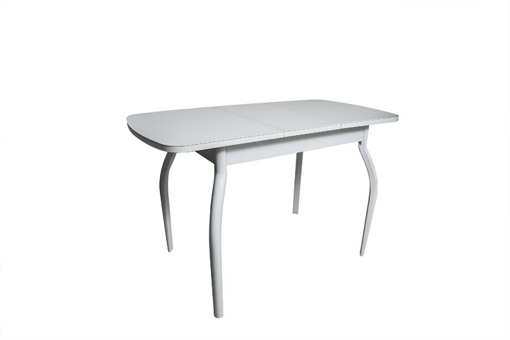 Обеденный раздвижной стол ПГ-01СТ белое/белое/хром фигурные в Симферополе - изображение 1