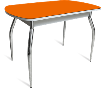 Кухонный обеденный стол ПГ-04 СТ белое/оранжевое/хром фигурные в Симферополе - предосмотр