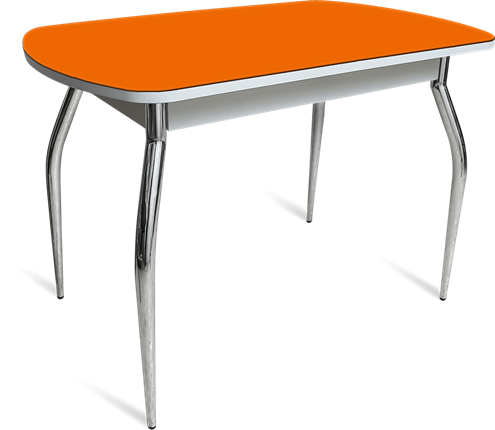 Кухонный обеденный стол ПГ-04 СТ белое/оранжевое/хром фигурные в Симферополе - изображение