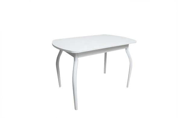 Кухонный раздвижной стол ПГ-02СТ белое/белое/крашенные фигурные в Симферополе - изображение
