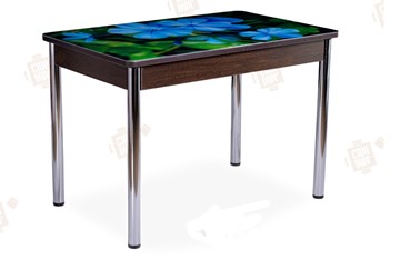 Кухонный стол раскладной Айсберг-02 СТФ, Венге ЛДСП/фиалки/ноги хром прямые в Симферополе