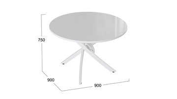 Стол кухонный Diamond тип 2 (Белый муар/Белый глянец) в Симферополе - предосмотр 1