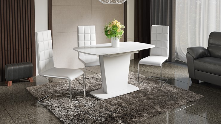 Кухонный стол раскладной Честер тип 2, цвет Белый/Стекло белый глянец в Симферополе - изображение 2