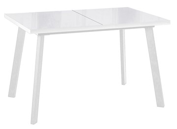 Кухонный стол раскладной Dikline HBS120 Стекло белое/ножки белые в Симферополе