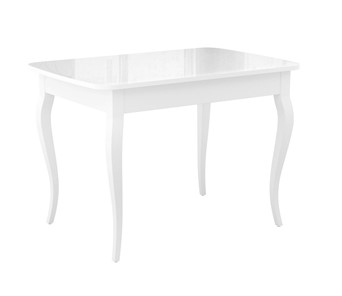 Кухонный стол раскладной Dikline M110 Белый/стекло белое глянец/ножки MC белые в Симферополе