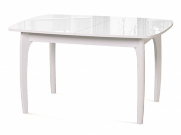 Обеденный раздвижной стол Dikline M20 стекло белое/ножки белые в Симферополе