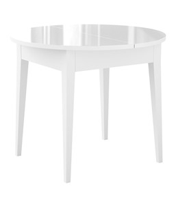 Кухонный стол раскладной Dikline MR100 Белый/стекло белое глянец/ножки MM белые в Симферополе
