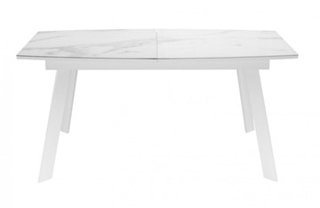 Обеденный раздвижной стол Dikline XLS160 мрамор белый глянец/ножки белые в Симферополе - предосмотр 1