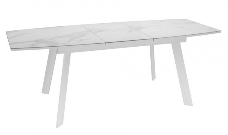 Обеденный раздвижной стол Dikline XLS160 мрамор белый глянец/ножки белые в Симферополе - изображение 2