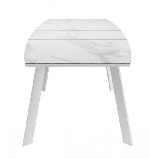Обеденный раздвижной стол Dikline XLS160 мрамор белый глянец/ножки белые в Симферополе - изображение 3