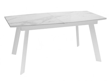 Обеденный раздвижной стол Dikline XLS160 мрамор белый глянец/ножки белые в Симферополе