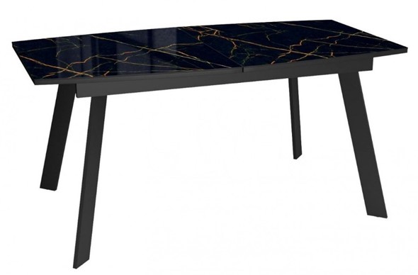Стол раздвижной Dikline XLS160 мрамор черный глянец/ножки черные в Симферополе - изображение