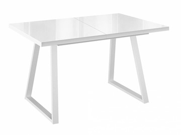 Кухонный стол раскладной Dikline ZBS120 Стекло белое/ножки белые в Симферополе