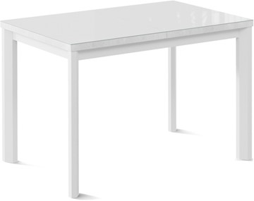 Обеденный раздвижной стол Нагано-1G (ноги металлические белые, стекло cristal/белый цемент) в Симферополе