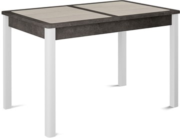 Кухонный стол раскладной Ницца-2 ПЛ (ноги белые, плитка бежевая/серый камень) в Симферополе - предосмотр