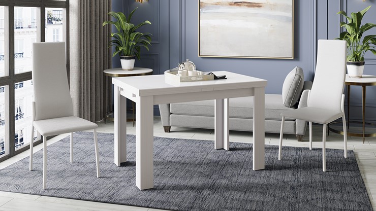 Кухонный стол раскладной Норман тип 1, цвет Белый/Стекло белый глянец в Симферополе - изображение 3