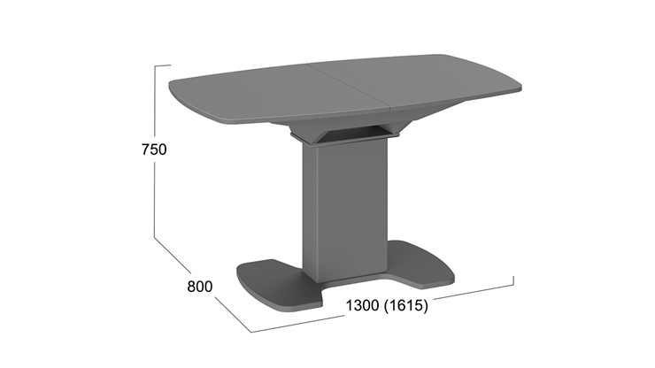 Кухонный стол раздвижной Портофино (СМ(ТД)-105.02.11(1)), цвет Серое/Стекло серое матовое LUX в Симферополе - изображение 1