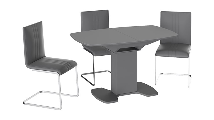 Кухонный стол раздвижной Портофино (СМ(ТД)-105.02.11(1)), цвет Серое/Стекло серое матовое LUX в Симферополе - изображение 2