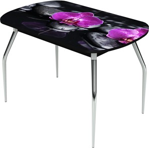 Кухонный стол раскладной Ривьера исп.1 ноги метал. крашеные №24 Фотопечать (Цветы №14) в Симферополе