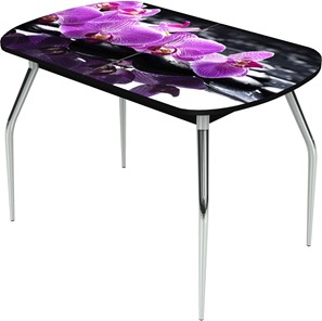 Кухонный стол раздвижной Ривьера исп.1 ноги метал. крашеные №24 Фотопечать (Цветы №30) в Симферополе