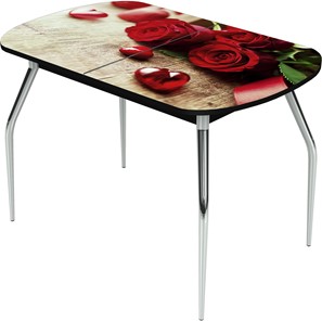 Кухонный стол раскладной Ривьера исп.1 ноги метал. крашеные №24 Фотопечать (Цветы №33) в Симферополе