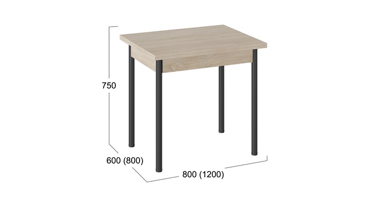 Кухонный раскладной стол Родос тип 2 с опорой d40 (Черный муар/Дуб Сонома) в Симферополе - изображение 2
