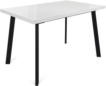 Кухонный стол раздвижной Сальвадор-2G (ноги черные, стекло cristal/белый цемент) в Симферополе - предосмотр
