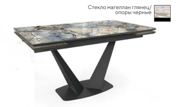Раздвижной стол SFV 140, стекло магеллан глянец/ножки черные в Симферополе - изображение
