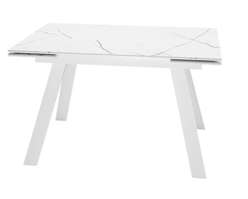 Кухонный стол раздвижной SKL 140, керамика белый мрамор/подстолье белое/ножки белые в Симферополе