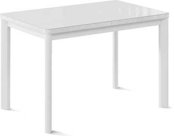 Обеденный раздвижной стол Токио-2G (ноги металлические белые, cтекло cristal/белый цемент) в Симферополе