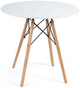 Стол обеденный CINDY NEXT, металл/мдф/бук, D80х75см, белый/натуральный арт.13067 в Симферополе