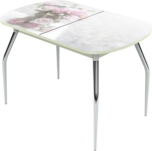 Раздвижной стол Ривьера исп.1 ноги хром №5 Фотопечать (Цветы №47) в Симферополе