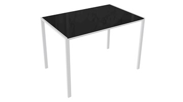 Обеденный стол Торрес тип 1 (Белый муар/Черный глянец) в Симферополе