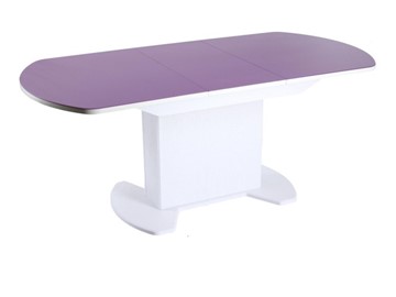Раздвижной стол ПГ-02 тумба СТ2, белое, фиолетовое стекло, МДФ в Симферополе
