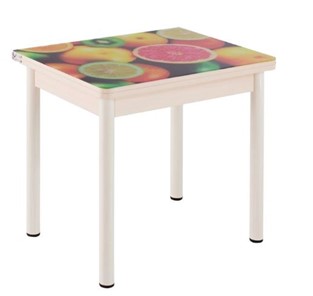 Кухонный пристенный стол СПА-01 СТФ, дуб молочный ЛДСП/стекло фрукты/36 прямые трубки крашеные белые в Симферополе - предосмотр