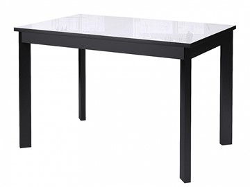 Кухонный раздвижной стол Dikline Ls110, стекло белое/ножки черные в Симферополе
