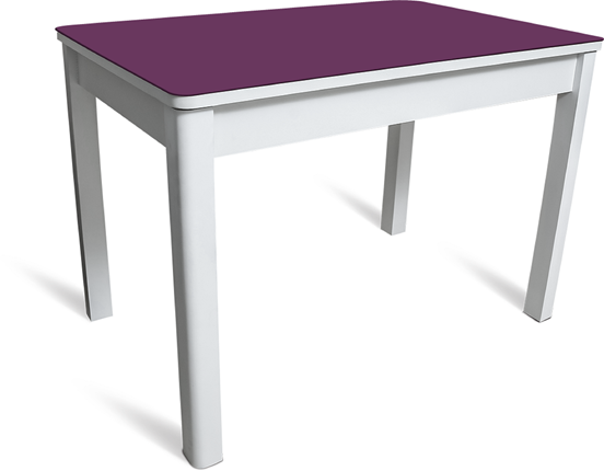 Раздвижной стол Айсберг-02 СТ2, белое ЛДСП/фиолетовое стекло/40 массив белый в Симферополе - изображение