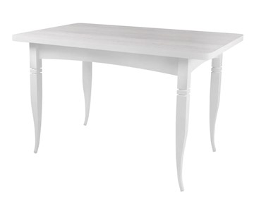 Кухонный стол раскладной Ялта 2 с резными опорами Белый/Ясень Анкор светлый в Симферополе