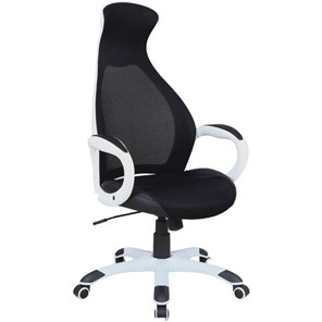 Кресло компьютерное Brabix Premium Genesis EX-517 (пластик белый, ткань/экокожа/сетка черная) 531573 в Симферополе