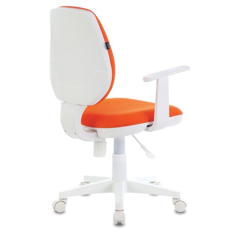 Кресло компьютерное Brabix Fancy MG-201W (с подлокотниками, пластик белый, оранжевое) 532410 в Симферополе - изображение 2