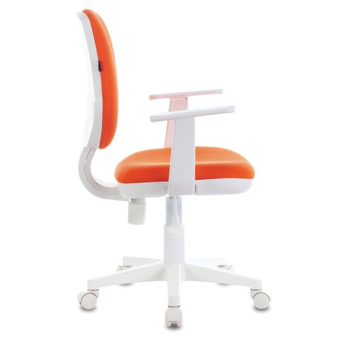 Кресло компьютерное Brabix Fancy MG-201W (с подлокотниками, пластик белый, оранжевое) 532410 в Симферополе - изображение 1