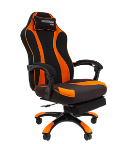 Кресло игровое CHAIRMAN GAME 35 с выдвижной подставкой для ног Ткань черная / Ткань оранжевая в Симферополе