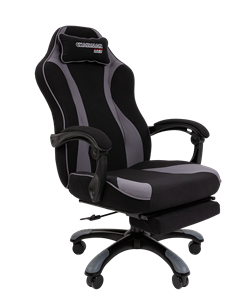 Кресло игровое CHAIRMAN GAME 35 с выдвижной подставкой для ног Ткань черная / Ткань св.серая в Симферополе